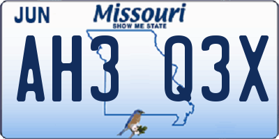 MO license plate AH3Q3X