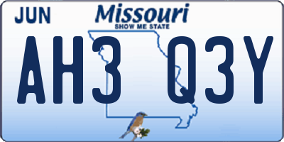 MO license plate AH3Q3Y