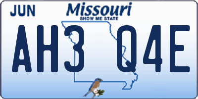 MO license plate AH3Q4E