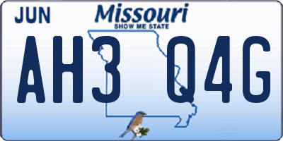 MO license plate AH3Q4G