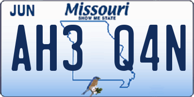 MO license plate AH3Q4N