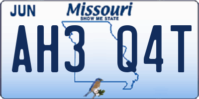 MO license plate AH3Q4T