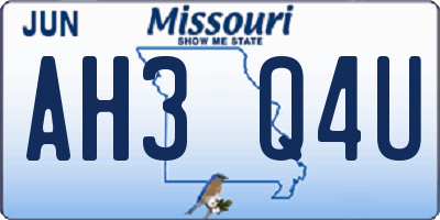 MO license plate AH3Q4U