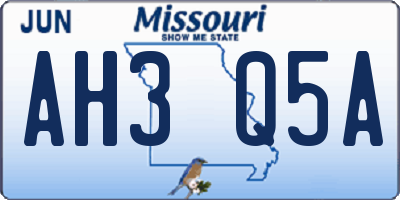 MO license plate AH3Q5A