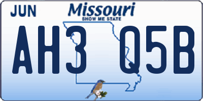 MO license plate AH3Q5B