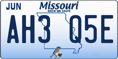 MO license plate AH3Q5E