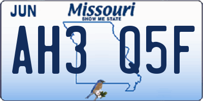MO license plate AH3Q5F
