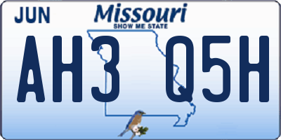 MO license plate AH3Q5H