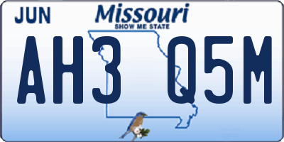 MO license plate AH3Q5M