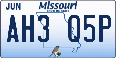 MO license plate AH3Q5P