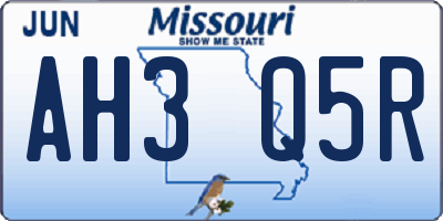 MO license plate AH3Q5R