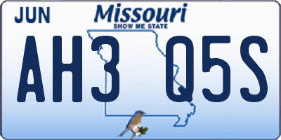 MO license plate AH3Q5S