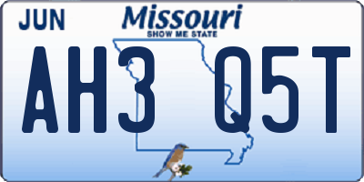 MO license plate AH3Q5T