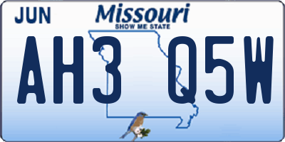 MO license plate AH3Q5W