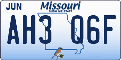 MO license plate AH3Q6F