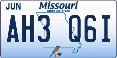MO license plate AH3Q6I