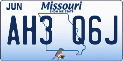 MO license plate AH3Q6J