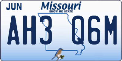MO license plate AH3Q6M