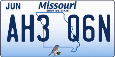 MO license plate AH3Q6N
