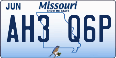 MO license plate AH3Q6P