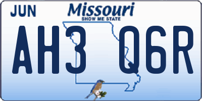 MO license plate AH3Q6R