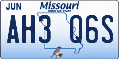 MO license plate AH3Q6S