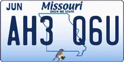 MO license plate AH3Q6U