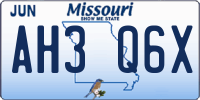 MO license plate AH3Q6X