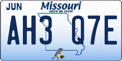 MO license plate AH3Q7E