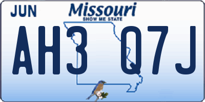 MO license plate AH3Q7J