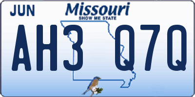MO license plate AH3Q7Q