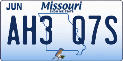 MO license plate AH3Q7S
