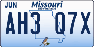 MO license plate AH3Q7X