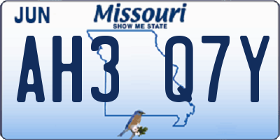 MO license plate AH3Q7Y