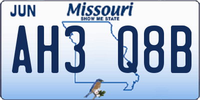 MO license plate AH3Q8B