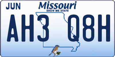 MO license plate AH3Q8H