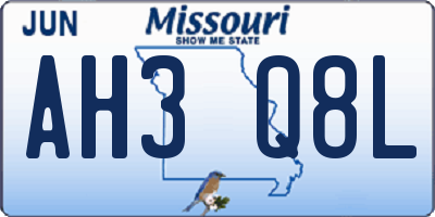 MO license plate AH3Q8L