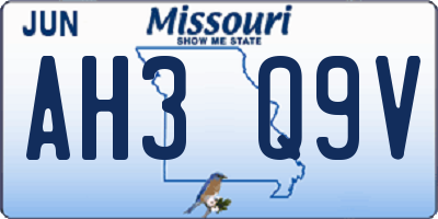 MO license plate AH3Q9V