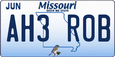 MO license plate AH3R0B