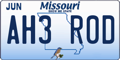 MO license plate AH3R0D