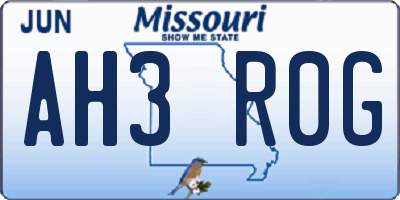 MO license plate AH3R0G