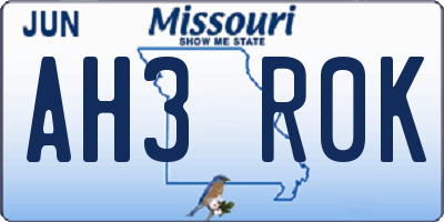 MO license plate AH3R0K