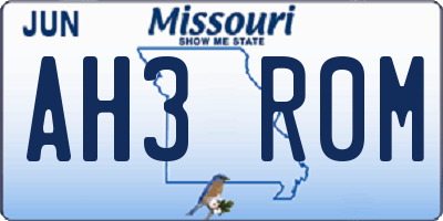 MO license plate AH3R0M