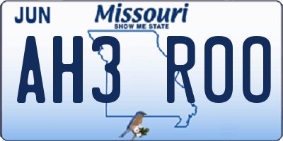 MO license plate AH3R0O