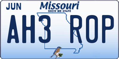 MO license plate AH3R0P