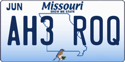 MO license plate AH3R0Q