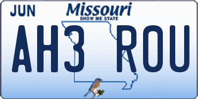 MO license plate AH3R0U