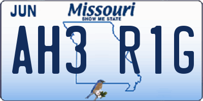 MO license plate AH3R1G
