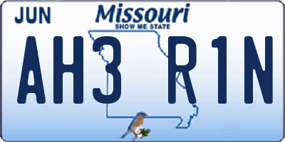 MO license plate AH3R1N