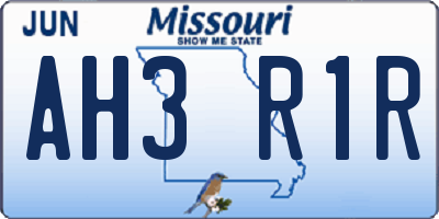 MO license plate AH3R1R
